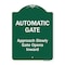 Signmission Automatic Gate Approach Slowly Gate Opens Inward Heavy-Gauge Aluminum Sign, 24" x 18", GW-1824-9863 A-DES-GW-1824-9863 - alternate 1